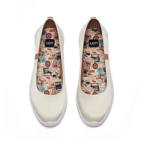 UIN Women's Ballet Flats Slip On Casual Loafers (Oat Milk Silk Menorca III ) 133 - Picture 1 of 7